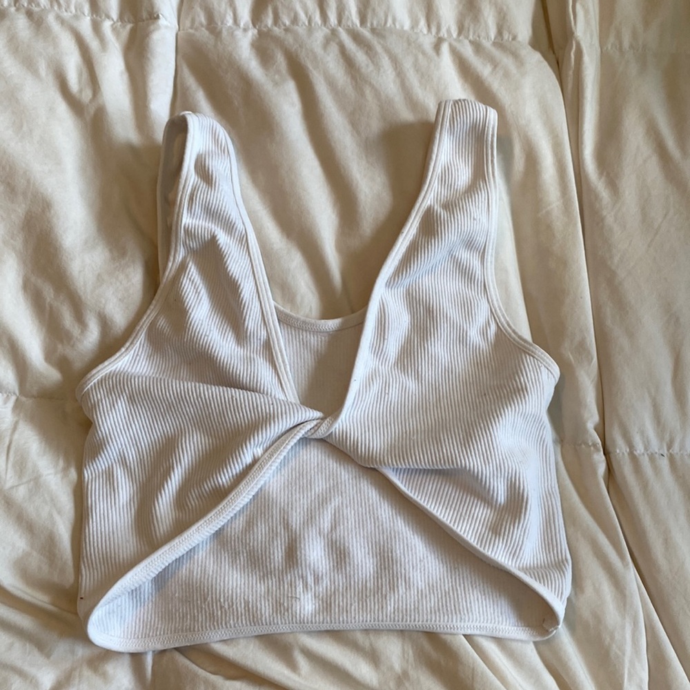 white crop top, rigid material, super soft, worn once,